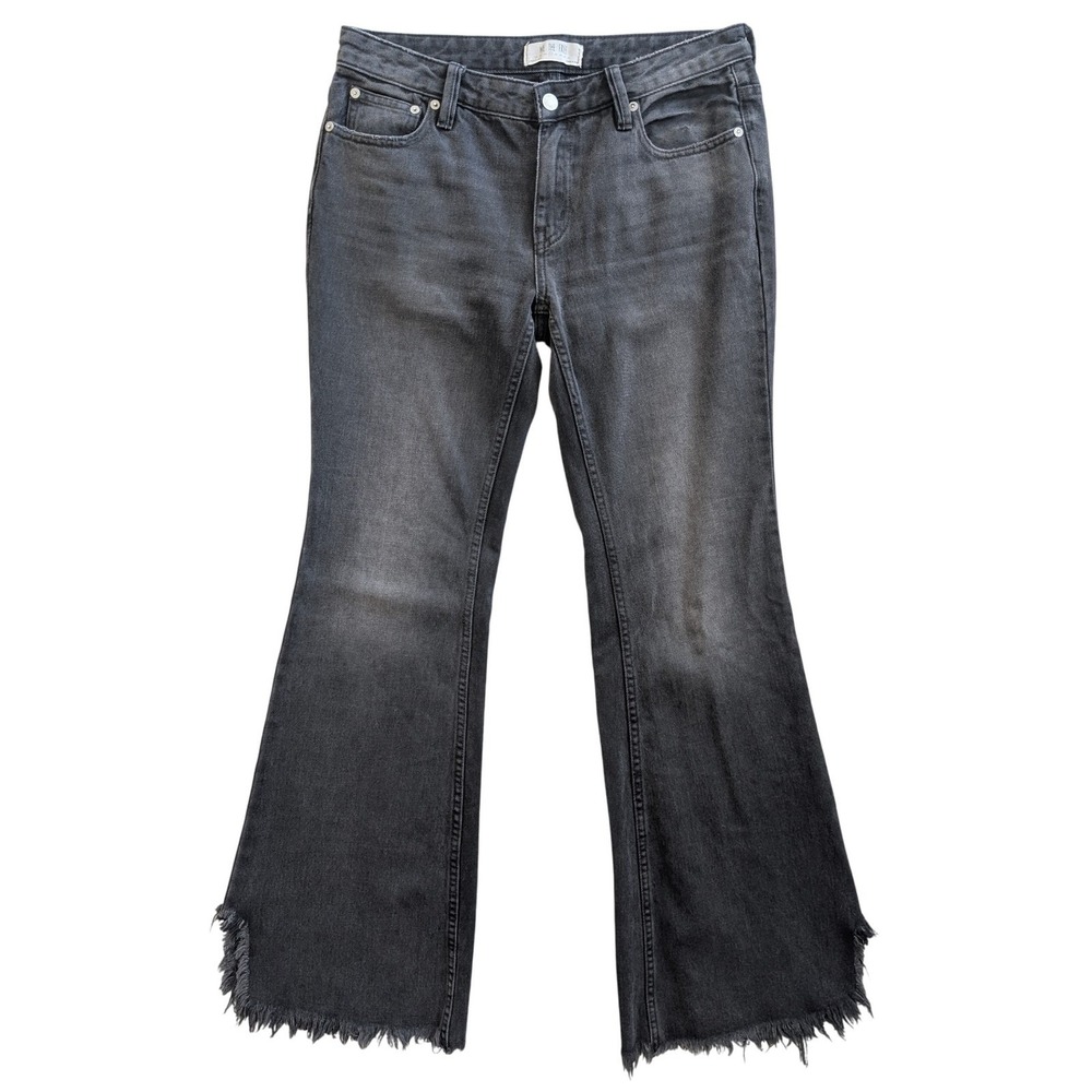 Free‎ People We The Free Women's Size 27 Grey Distressed Fray Hem Flare Jeans